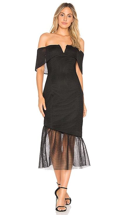 Anthropologie Dresses & Skirts - Elliatt Fate Dress Anthropologie Midi Black Off Shoulder Mesh Mermaid Bodycon S
